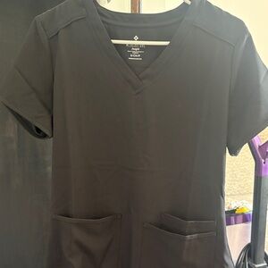 Med Couture Black V-Neck Scrub Top